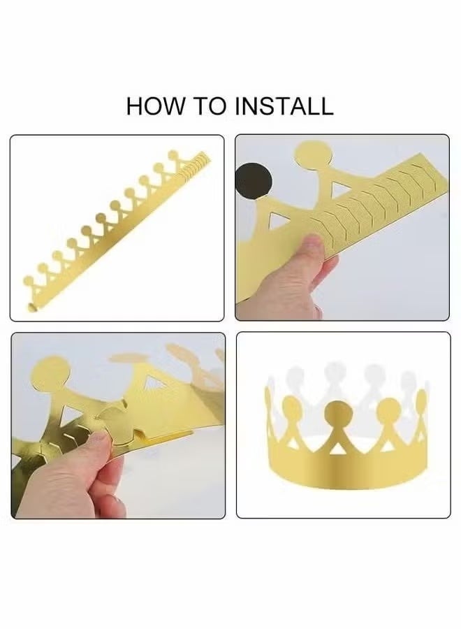 جيكومو 20 قطعة ذهبية، 4 أنماط من قبعات الحفلات القابلةللتعديل، تيجان ورقية لأعياد الميلاد، الملكات، ديكوراتاليوبيل للاحتفالات، حفلات اليوبيل - Image 5